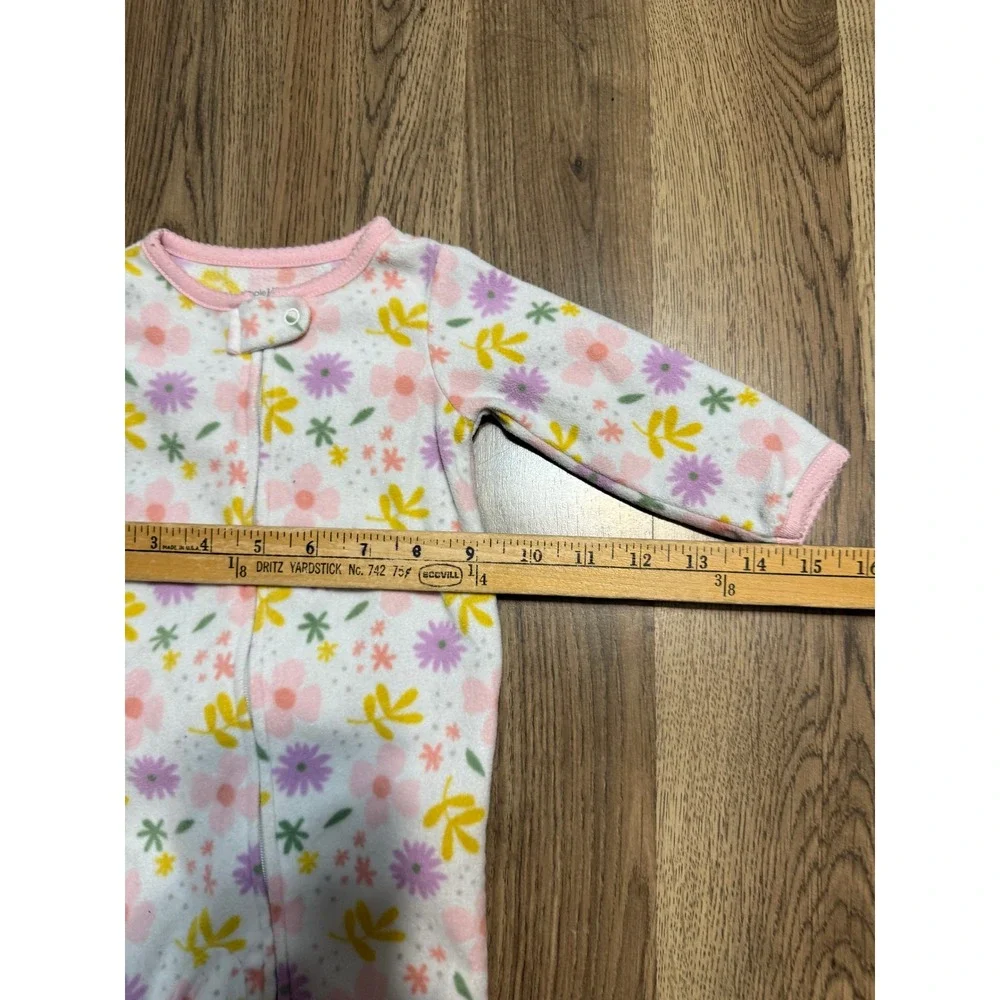 Simple Joys by Carters Bodysuit Baby Size 3-6M Pink Floral Fleece Footed Sleeper
